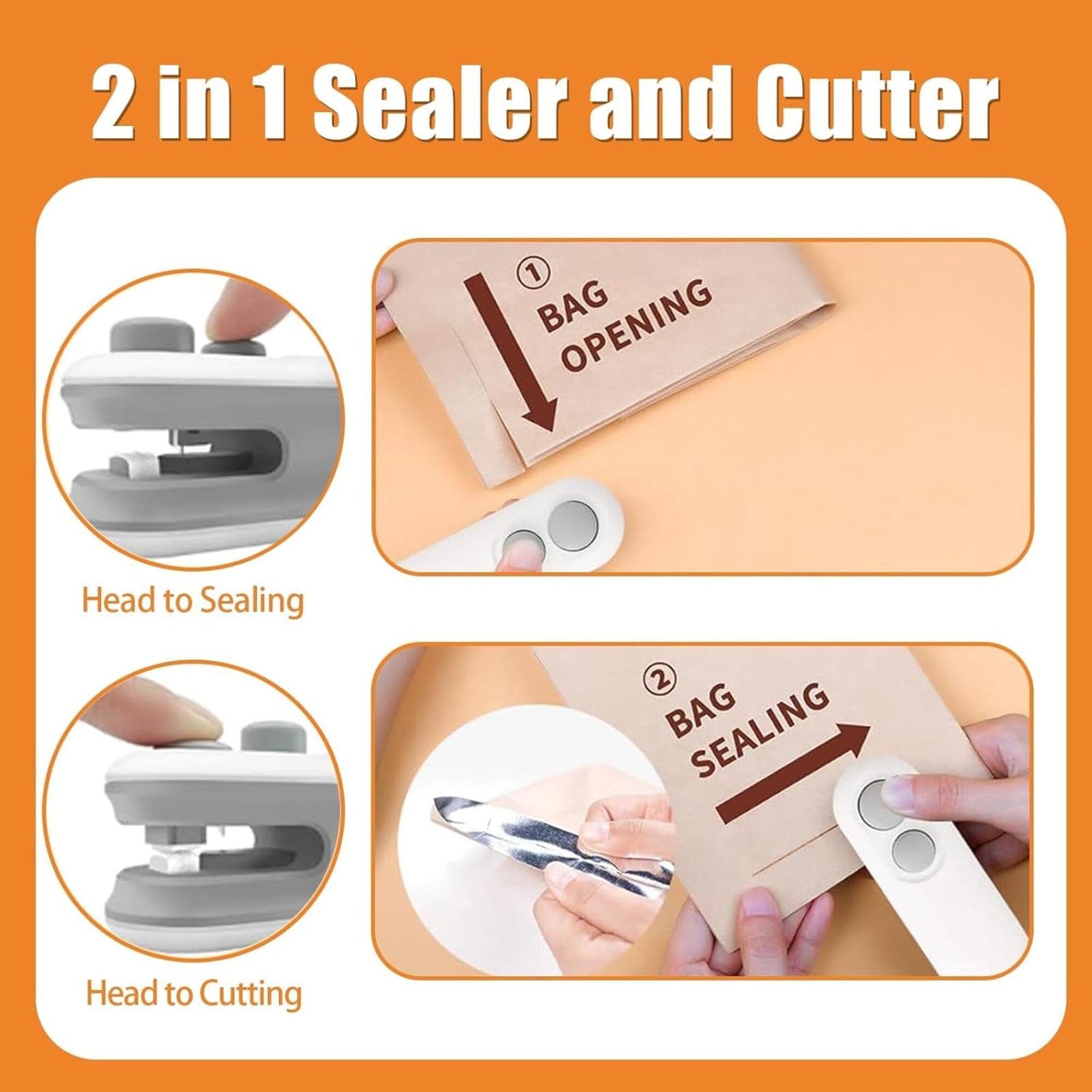 2-in-1 Mini Bag Sealer and Cutter, USB Type-C Rechargeable Heat Sealer for Plastic Bags, Portable Magnetic Food Storage Sealer for Chips, Snacks, Pet Food – White 2-in-1 Mini Bag Sealer and Cutter, USB Type-C Rechargeable Heat Sealer for Plastic Bags, Portable Magnetic Food Storage Sealer for Chips, Snacks, Pet Food – White